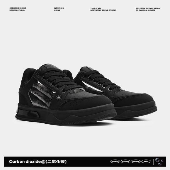Couple's Black All-match National Fashion Platform Star Pattern Sneakers - Image 3
