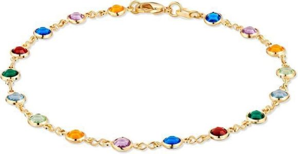 Colorful Women's Crystal Glass Round Oval Square Colored Anklet - Image 6
