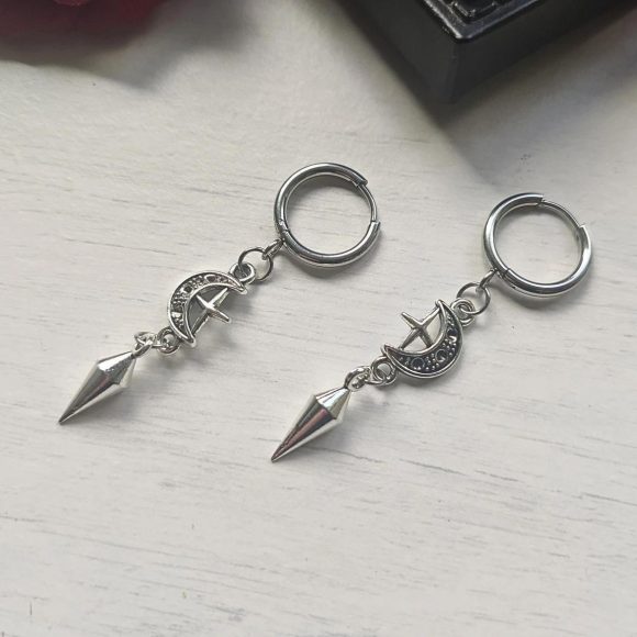 Spike Earrings Moon Star Ring Punk Earrings Gothic Earrings - Image 2