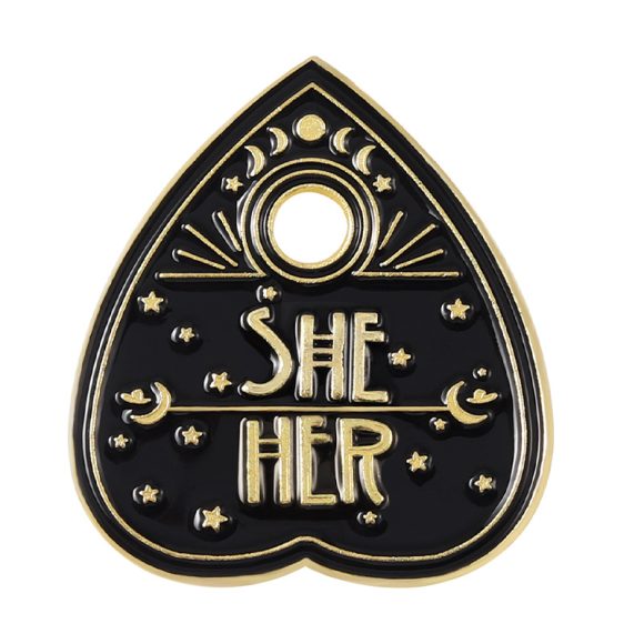 Retro English Letter SHE Cartoon Paint Brooch - Image 4