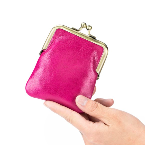 First Layer Oil Wax Cowhide Retro Compact Clip Coin Purse - Image 5