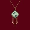 Xinjiang White Jade S925 Silver Enamel Bamboo Joint Pendant Jade Tassel Clavicle Chain - Image 9