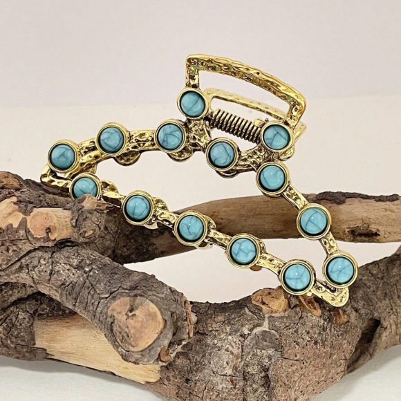 Artistic Retro Turquoise Classic Women's Back Head Hair Claw - Image 2