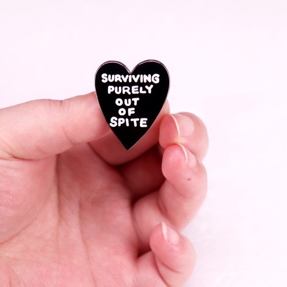 Pure Out Of Resentment Survival Brooch Black Love Badge - Image 2