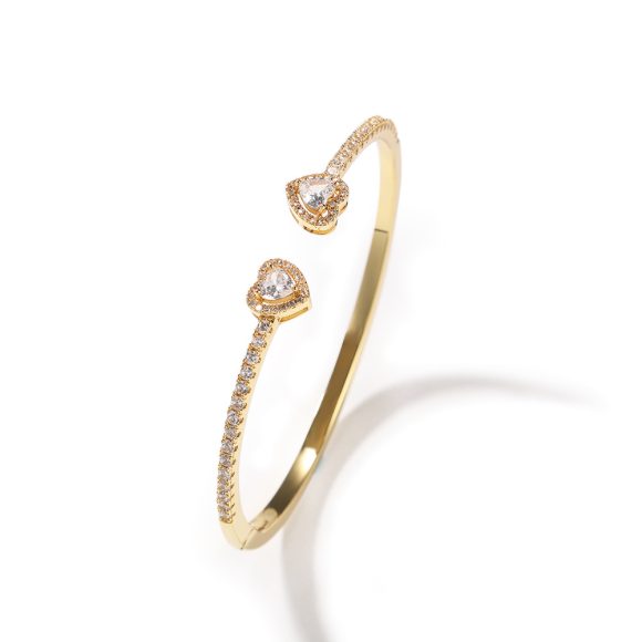 Fine Circle Pairs Of Heart Shape With Diamond Bracelets - Image 5