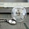 Vintage Handmade Fashion Dandelion Seed Glass Necklace