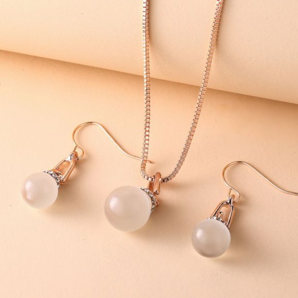Geometric Ball Resin Necklace Earrings Jewelly Suit