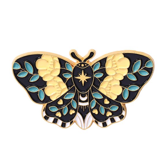 Cartoon Cute Moth Butterfly Insect Golden M Badge Biology Subject Student Bag Ornament Brooch Accessories - Image 3