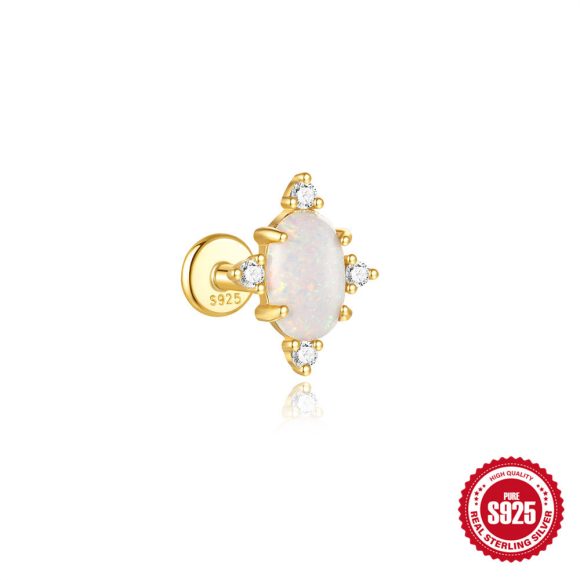 S925 Sterling Silver Shiny Diamond-encrusted Opal Zircon Earrings - Image 10