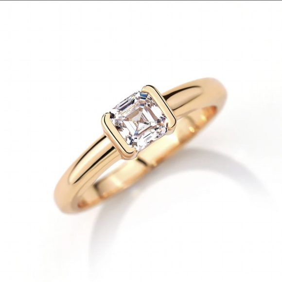 Asche Pagoda Cut White Diamond Cube Sugar Ring Female Ins - Image 5