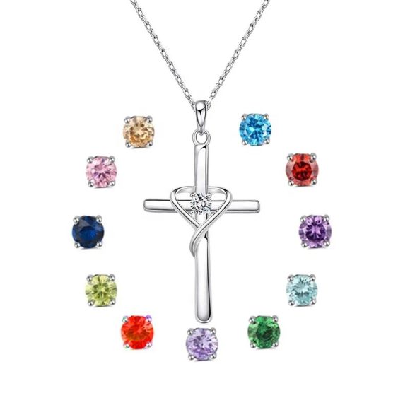 S925 Sterling Silver Cross Frame Pendant Clavicle Chain