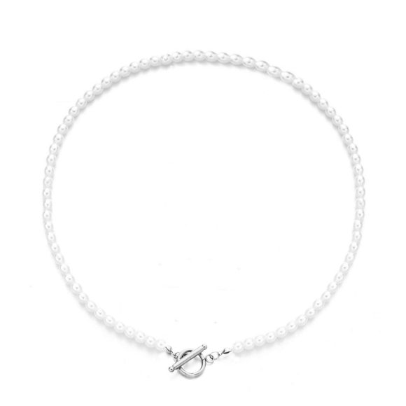 New Stainless Steel Pearl OT Buckle Necklace - Image 2