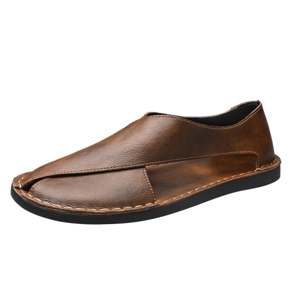 Genuine Leather Breathable One Pedal Beach Sandals - Image 5