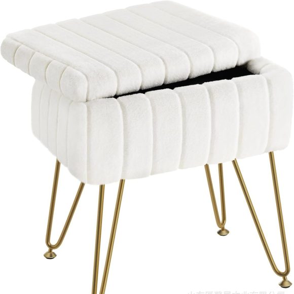 Dresser Square White Small Size Makeup Stool - Image 3