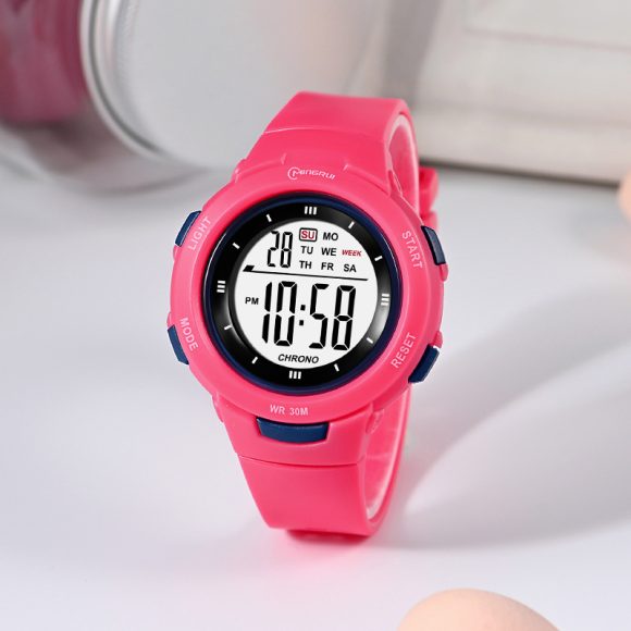 Fashion Pin Buckle Luminous Waterproof PU Strap Student Electronic Watch - Image 9