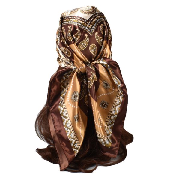 Minimalist Pattern Satin Kerchief Cashew Nut Silk Towel - Image 3