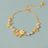 S925 Silver Plated Rhinestone Pearl Ginkgo Bracelet