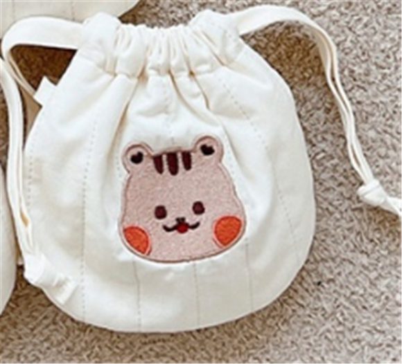 Animal Embroidery Quilted Drawstring Bun Small Bag - Image 9
