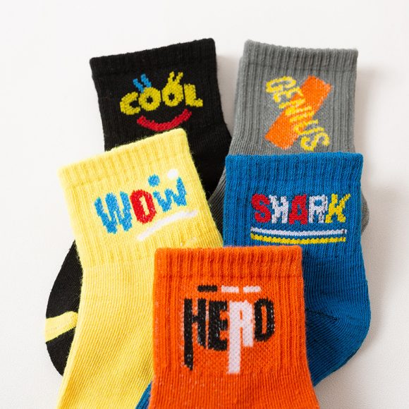 Children's Alphabet Cartoon Middle Tube Cotton Socks - Image 3