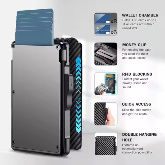 Men's Hot Sale Card Holder Metal Magnetic Flip Wallet - Image 5