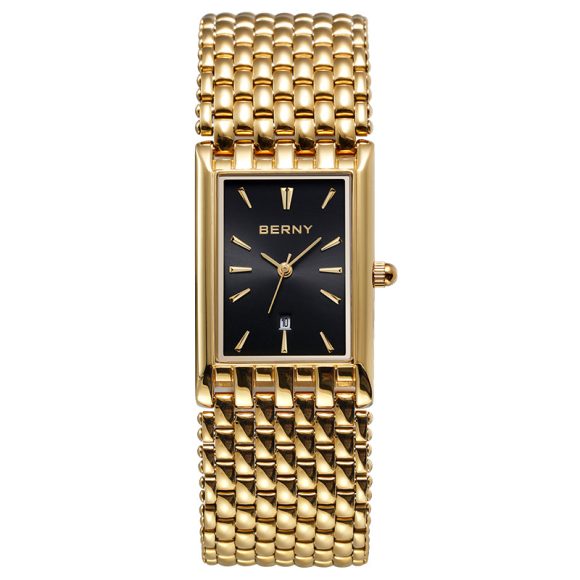 Ultra-thin Gold Quartz Watch Rectangular Stainless Steel Band Waterproof Couple Watch - Image 9