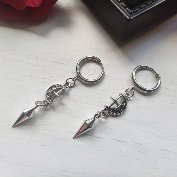 Spike Earrings Moon Star Ring Punk Earrings Gothic Earrings - Image 4