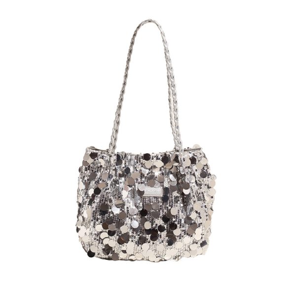 Large Sequin Personalized Woven Bag Shoulder Underarm Bag - Image 3