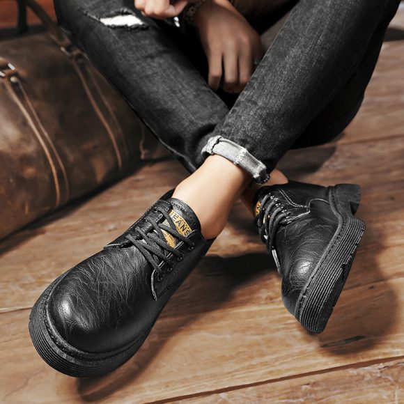 Men's Leather Boots Fashion Outdoor Leisure Low-top Work Boots - Image 5