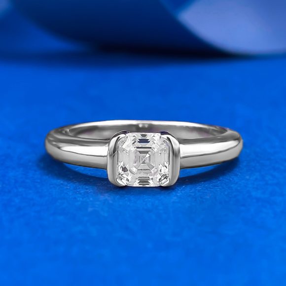 Asche Pagoda Cut White Diamond Cube Sugar Ring Female Ins - Image 2