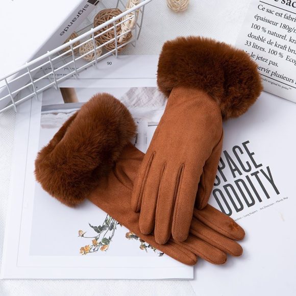 Thermal Touch Screen Fleece-lined Thick Suede Gloves - Image 5