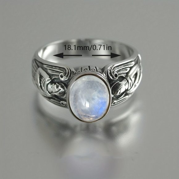 Personality Retro Head Shape Moonstone Ring - Image 4