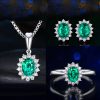 High-grade Ring Necklace Ear Stud Ornament Colored Gems Set Three-piece Set - Image 9