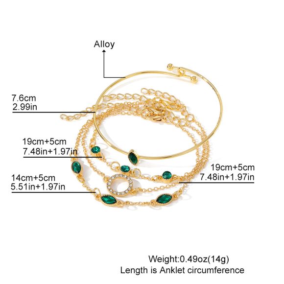 Diamond Bracelet Suit Rhinestone Chain Bracelet Four-piece Set For Women - Image 2