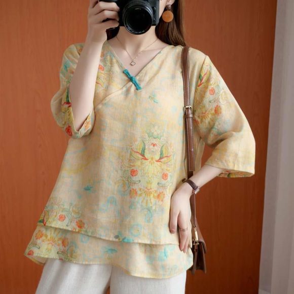 Chinese Style Retro Anti-aging Temperament Shirt Women's Summer Loose - Image 3