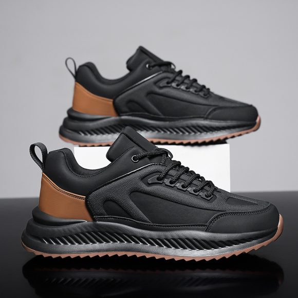 Men's Platform Lightweight Soft Sole Sports Leather Casual Sneakers - Image 8