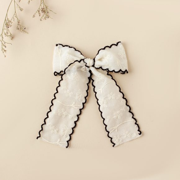 Barrettes Embroidered Lace Dovetail Bow Girl's Hairpin Back Head - Image 2