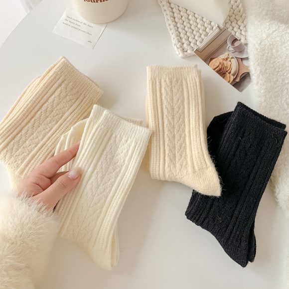 Milky White Twist Wool Socks Children - Image 3