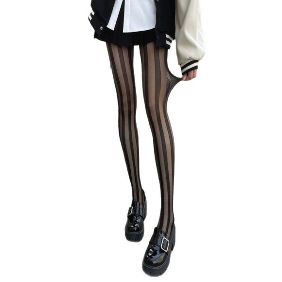 Women's Fashion Stitching Black Thin Pantyhose - Image 4