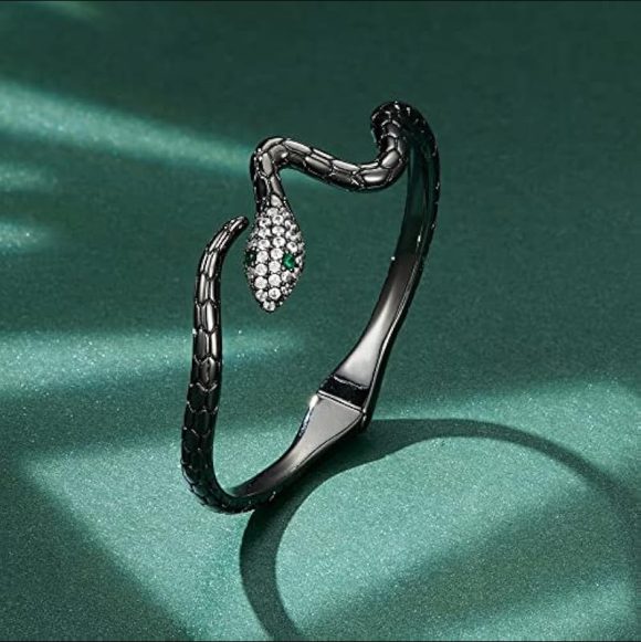 Snake-shaped Open-ended Bracelet White Gold Plated Zircon - Image 6