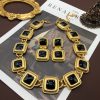 Antique Necklace Earrings Classic Black Enamel Necklace Suit - Image 2