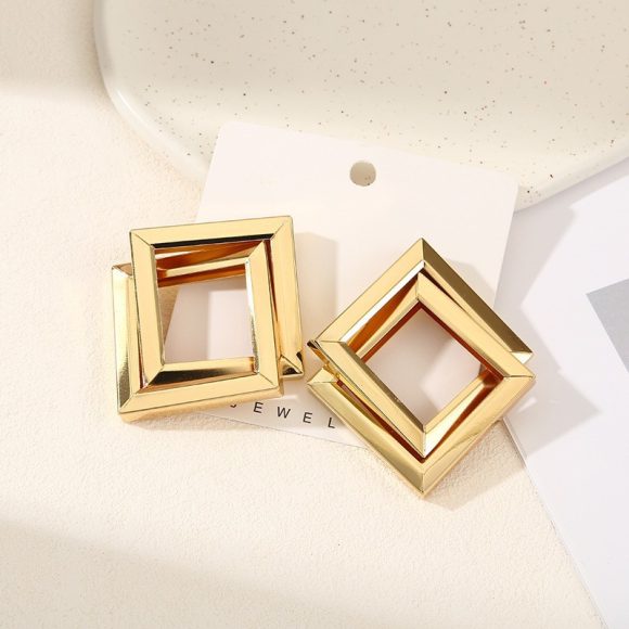 Metal Simplicity Rhombus Earrings Face Slimming - Image 5