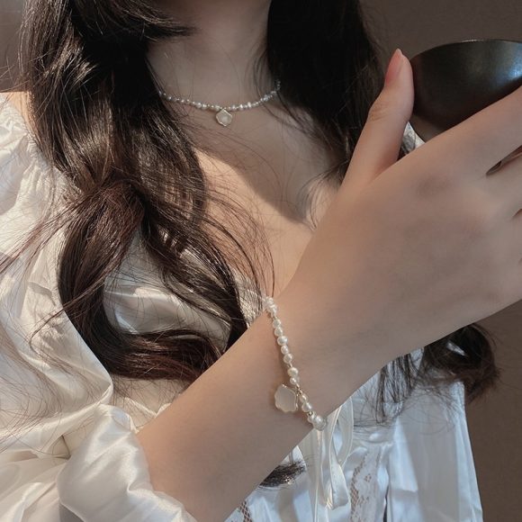 Women's Freshwater Shell Freshwater Pearl Necklace Bracelet - Image 5