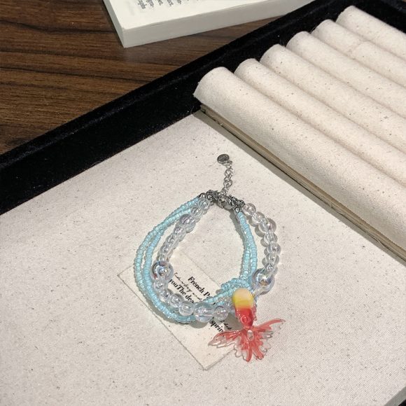 Vintage Goldfish Crystal Bubble Beaded Multi-layer Twin Necklace - Image 4