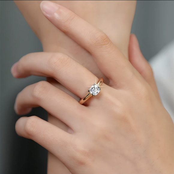 Asche Pagoda Cut White Diamond Cube Sugar Ring Female Ins - Image 7