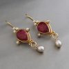 Pearl Pendant Inlaid Gemstone Earrings Original
