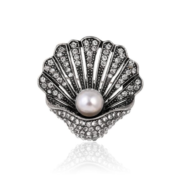 Fashion Vintage Rhinestone Pearl Shell Brooch - Image 5
