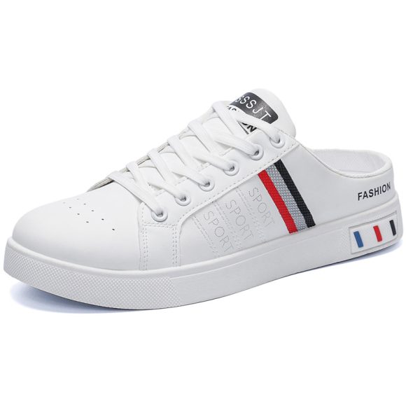 Summer Men's Casual Breathable Semi Slipper White Shoes - Image 5