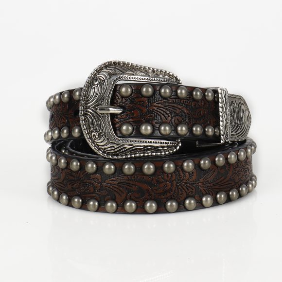 Women's Vintage Threading Rivet Embossed Pin Buckle Belt - Image 5