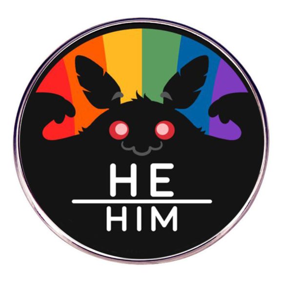 Rainbow Moth Man Pin Badge Metal - Image 2