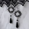 Gothic Rose Black Crystal Pendant Earrings Retro Fashion - Image 3